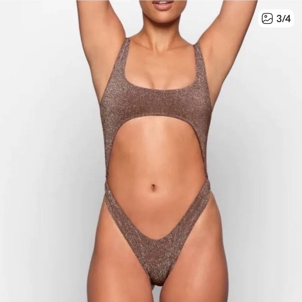 NWOT Skims Shimmering Brown Cut-Out Swimsuit